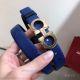 AAA Ferragamo Adjustable Blue Leather Women's Belt - Gold Gancini Buckle (2)_th.jpg